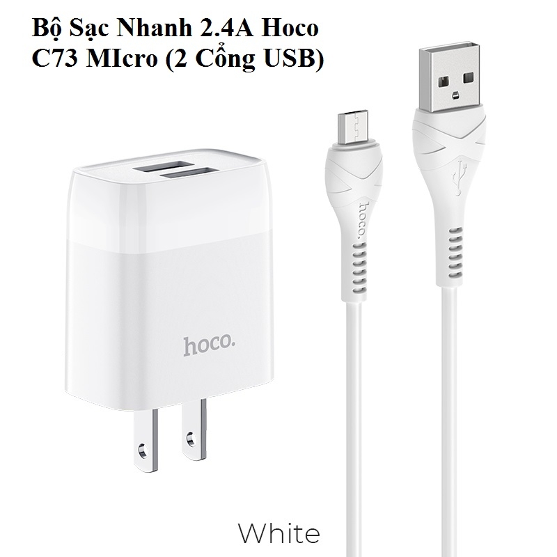 Bộ Sạc Nhanh 2.4A Hoco C73 MIcro (2 Cổng USB)