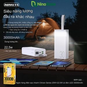 Pin Dự Phòng Sạc Nhanh 22.5W Remax RPP-320 30.000mAh