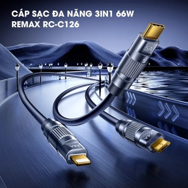 Cáp Sạc Nhanh 66W 3 đầu Remax RC-C126 Dài 1m2