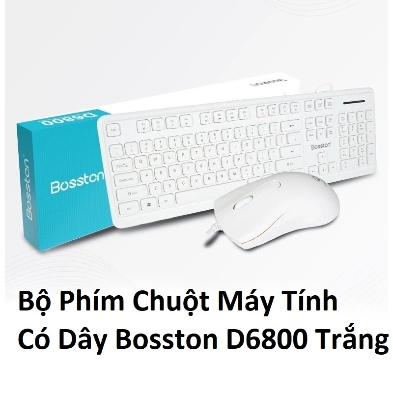 Bộ Phím Chuột Máy Tính Có Dây Bosston D6800 Trắng