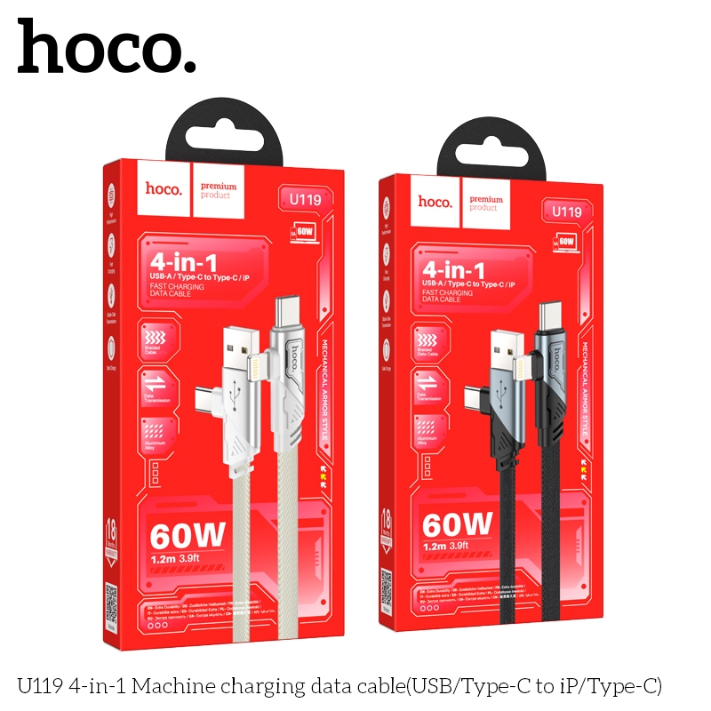 Cáp Sạc nhanh 60W 4 Đầu Hoco U119