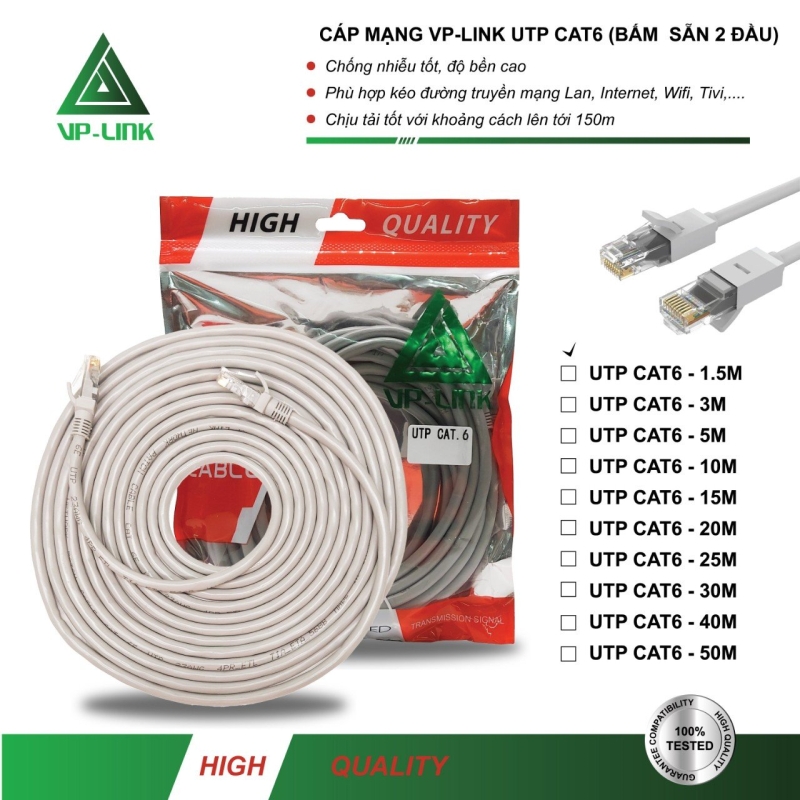 CÁP MẠNG CÓ ĐẦU BẤM SẴN VP-LINK 6E (MÀU XÁM) 3M///(HB)