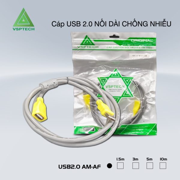 Cáp usb nối dài 2.0 vsptech (dây xám) 1M5