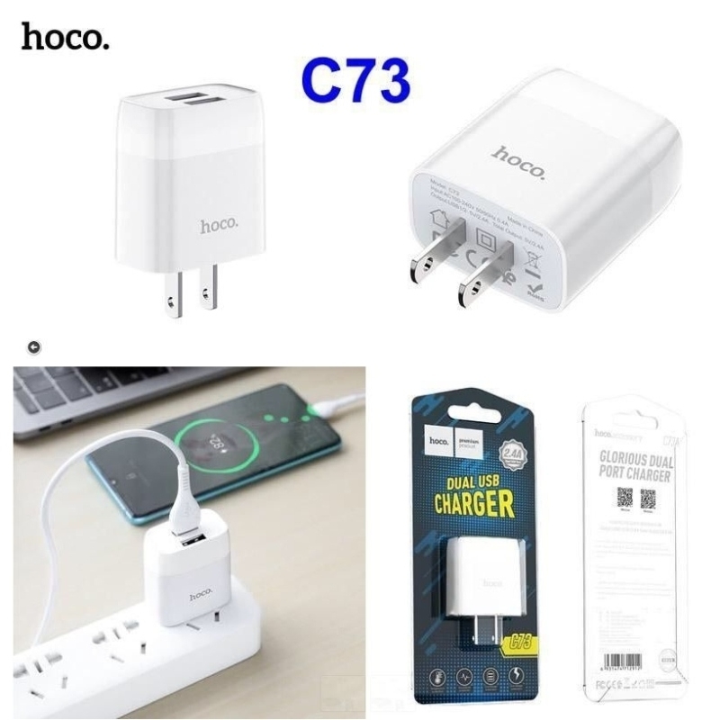 Cốc Sạc Nhanh 2.4A Hoco C73 (2 Cổng USB)