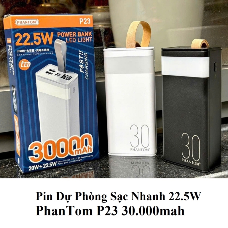 Pin Dự Phòng Sạc Nhanh 22.5W PhanTom P23 30.000mah