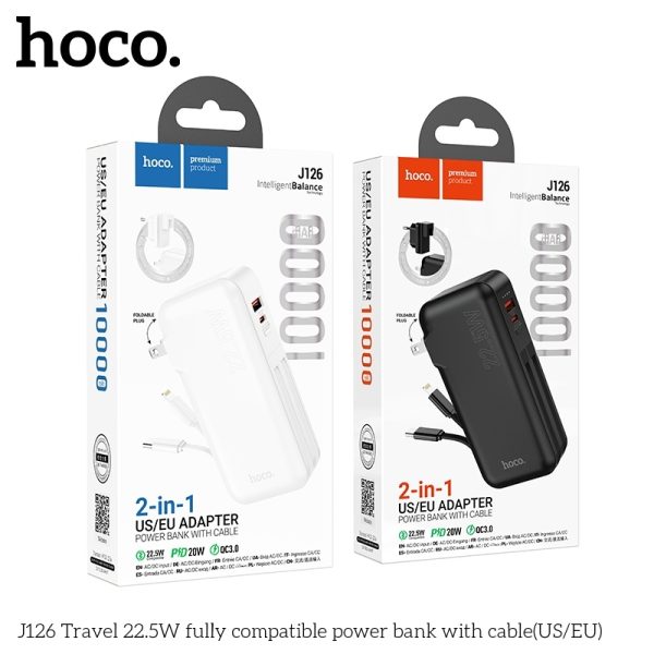 Pin Dự Phòng Sạc Nhanh 22.5W Hoco J126 10000mAh Cáp Lightning/Type C