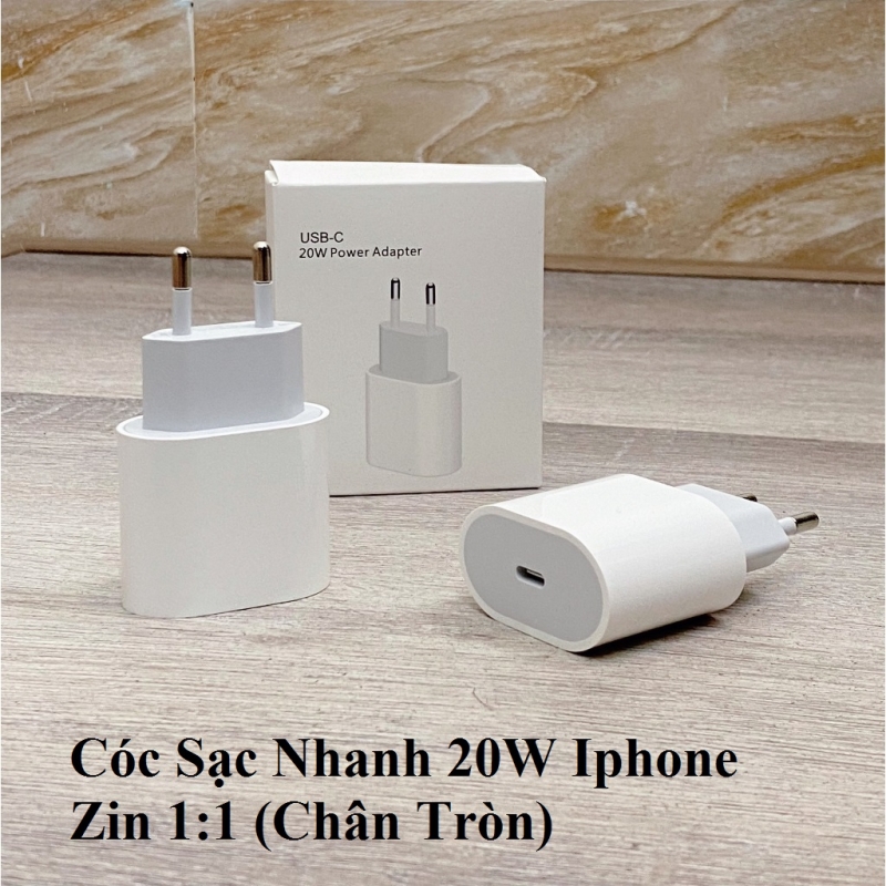 Cóc Sạc Nhanh 20W Iphone Zin 1:1 (Chân Tròn)