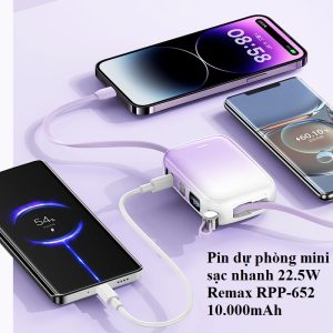 Pin dự phòng mini sạc nhanh 22.5W Remax RPP-652 10.000mAh (BP)