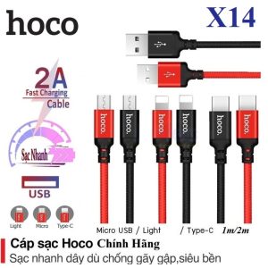 Cáp Sạc Nhanh 2.4A Hoco X14 Dài 1M USb Ra Lightning