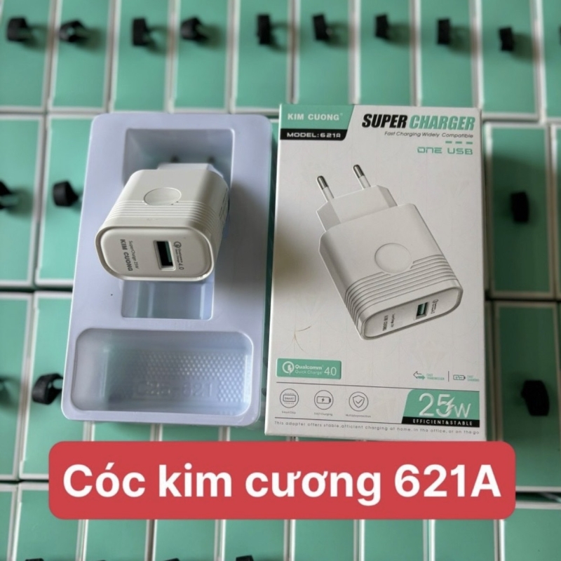 Cóc Sạc nhanh 25W Kim Cương 621A cổng USB