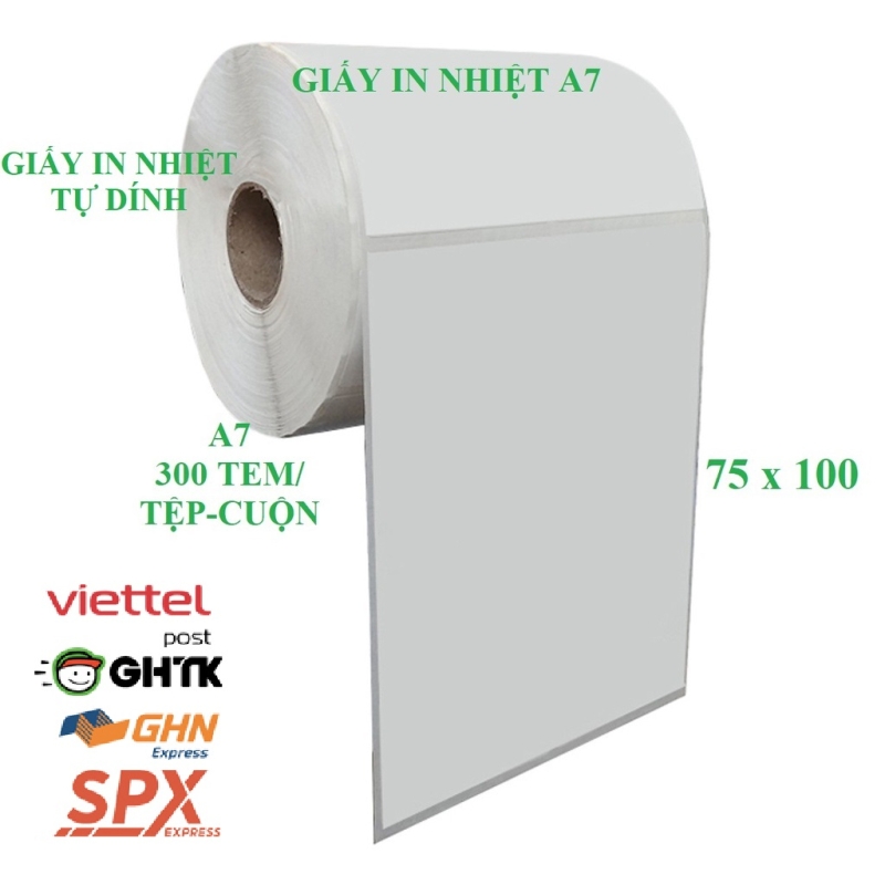 Giấy In Nhiệt Decal A7. (75/ 80 x 100mm). Cuộn 300 Tem