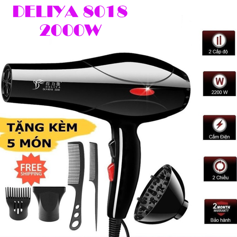 Máy Sấy Tóc 2 Chiều DELIYA 8018 2000W Kèm Phụ Kiện