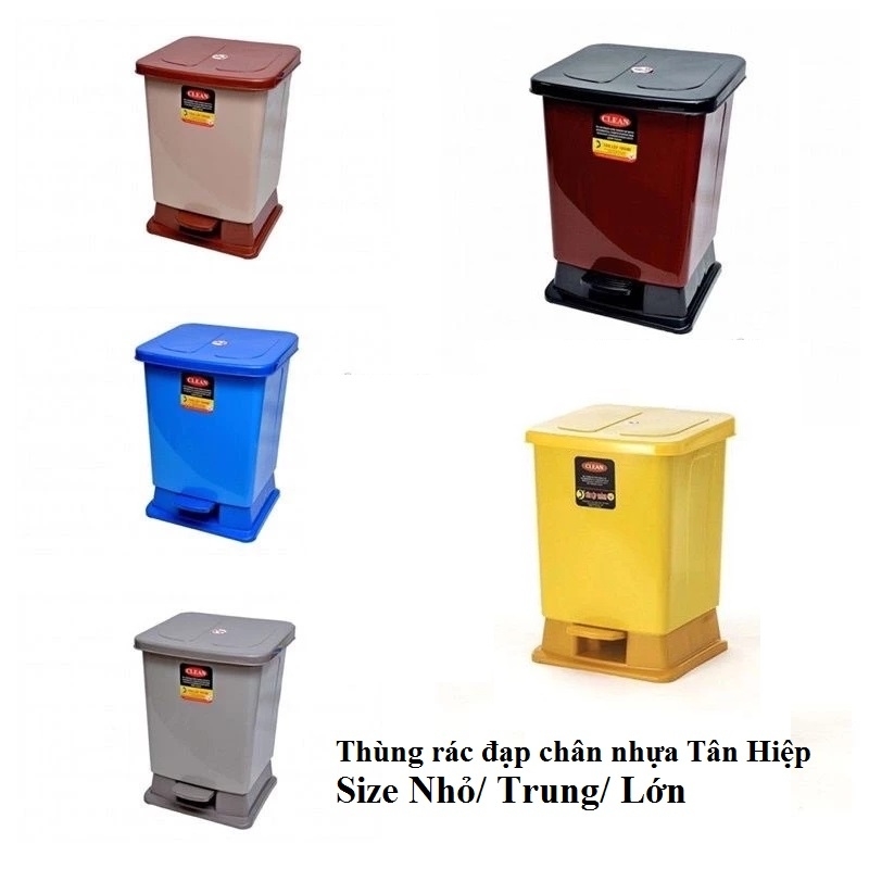 Thùng Rác đạp Chân Nhựa Tân Hiệp Size Nhỏ (26 X 23 X 31cm)