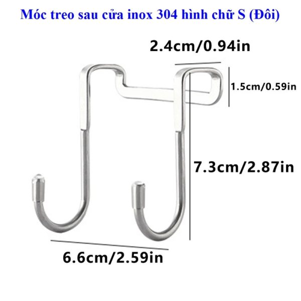 Móc Treo Sau Cửa Inox 304 Hình Chữ S (Đôi)