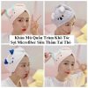 Khăn Mũ Quấn Trùm Khô Tóc Sợi Microfiber Siêu Thấm Tai Thỏ