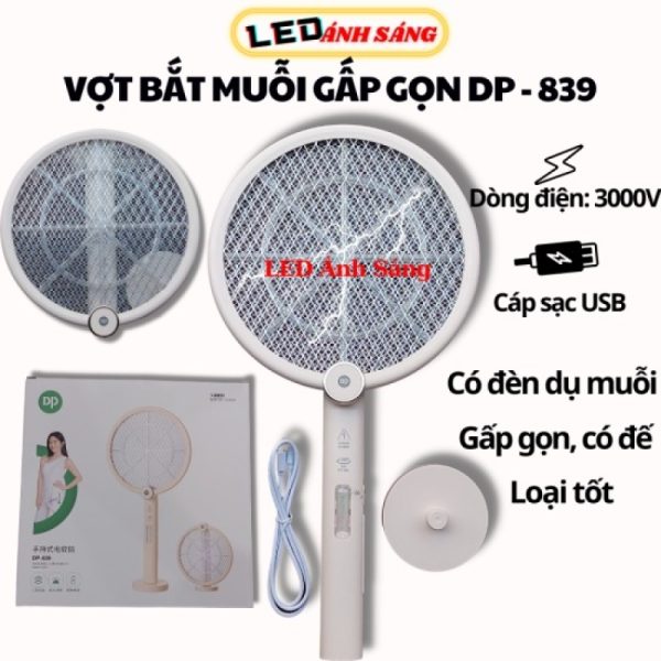 Cây Vợt Muỗi Thông Minh, Gấp Gọn 2in1 DP 839