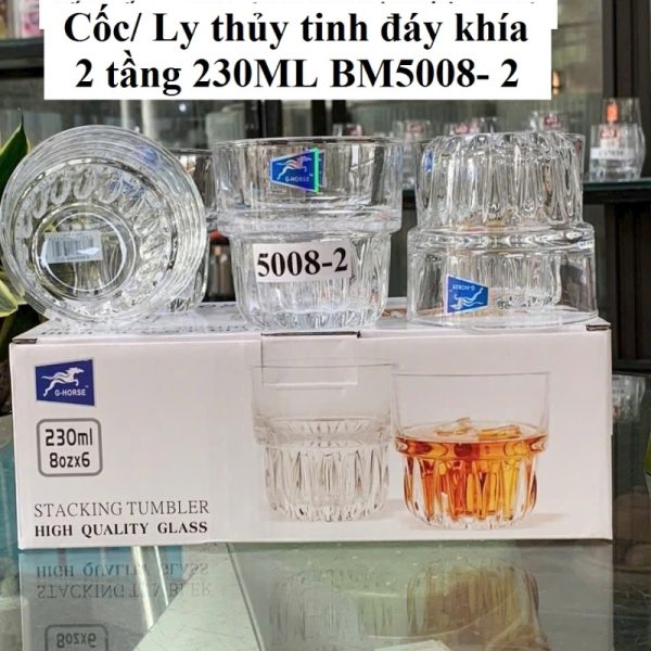 Cốc/ Ly Thủy Tinh đáy Khía 2 Tầng 230ML BM5008- 2