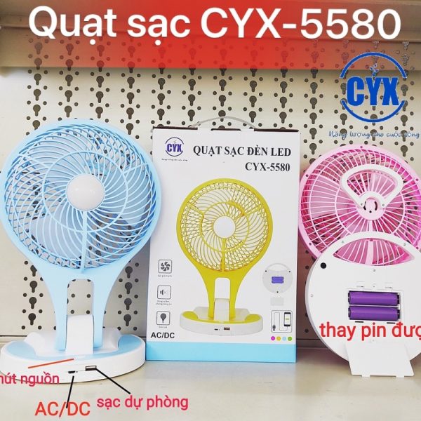 Quạt Sạc Tích Điện CYX-5580 Có Đèn