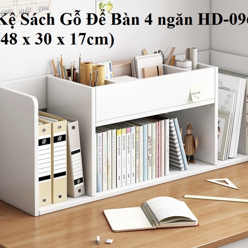 Kệ Sách Gỗ Để Bàn 4 Ngăn HD-096 (48 X 30 X 17cm)