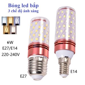 Bóng Đèn led bắp 3 chế độ ánh sáng 6W E14 - E27 AC 220V