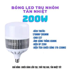 Bóng đèn Trụ Led Tản Nhiệt Bắt Muỗi 200w