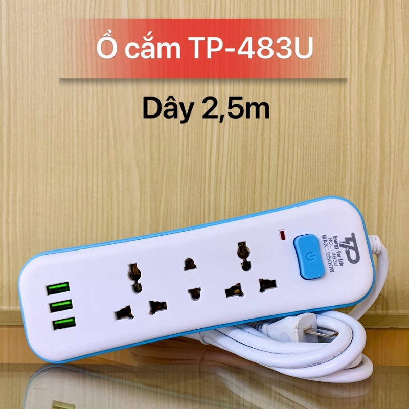 Ổ Cắm Điện TP 483U/ 486 (3 ổ Điện 3 USB)