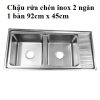 Chậu rửa chén inox 2 ngăn 1 bàn 92cm x 45cm (đặt trước 2 tiếng)