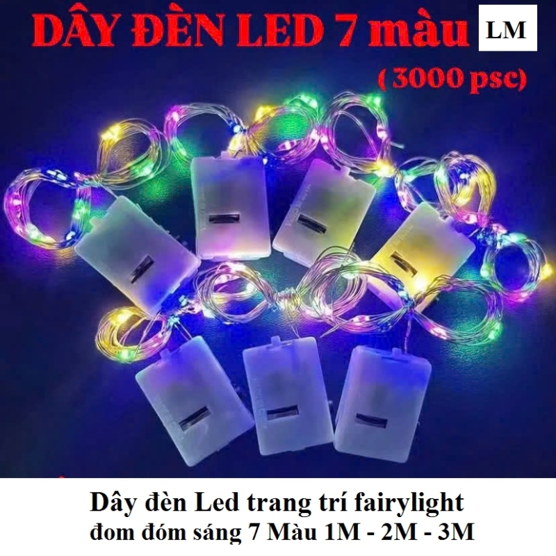 Dây đèn Led Trang Trí Fairylight đom đóm 2M Sáng 7 Màu