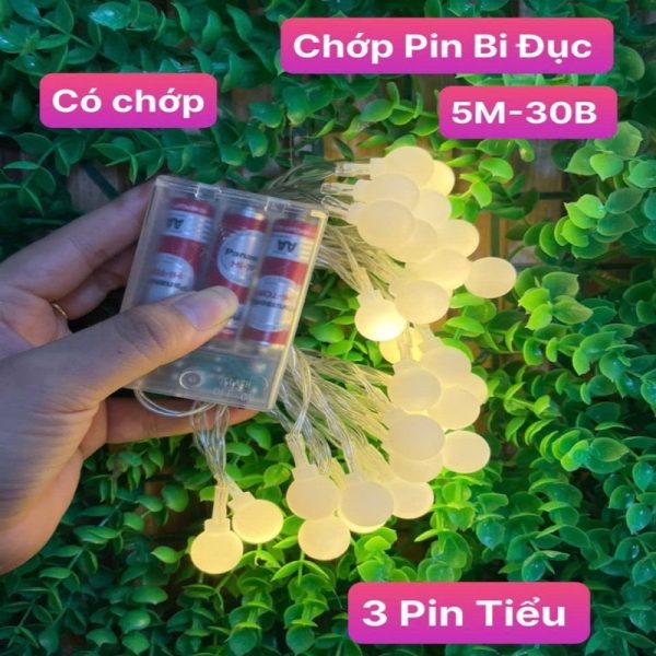 Dây Đèn Led Xài Pin Tiểu Bi Đục 5M Vàng (không Kèm Pin)