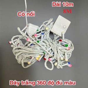 Dây Trắng Đèn Led 8M Chớp Nhiều Màu (Có Nối)