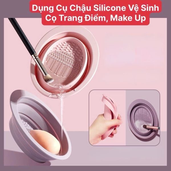 Dụng Cụ Chậu Silicone Vệ Sinh Cọ Trang Điểm, Make Up