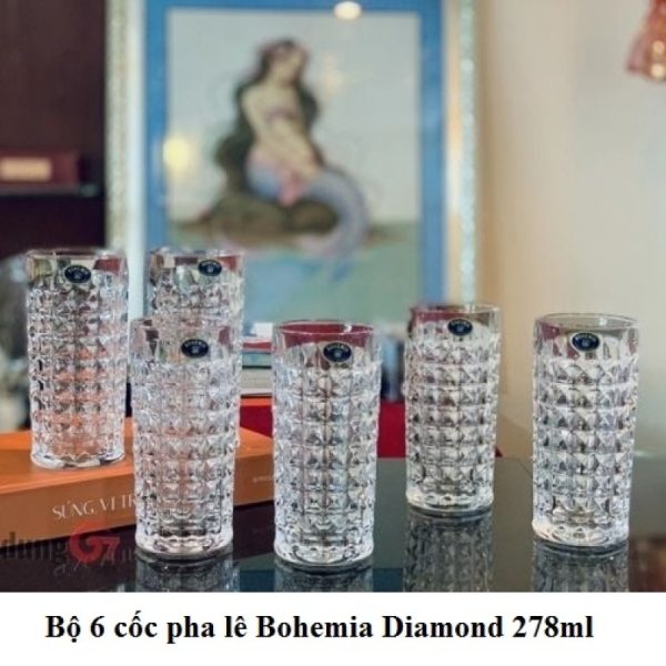 Bộ 6 Ly/ Cốc Pha Lê Bohemia Diamond 278ml