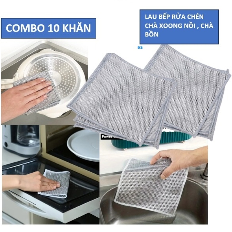 Combo 10 Khăn Rửa Chén Sợi Kim Loại