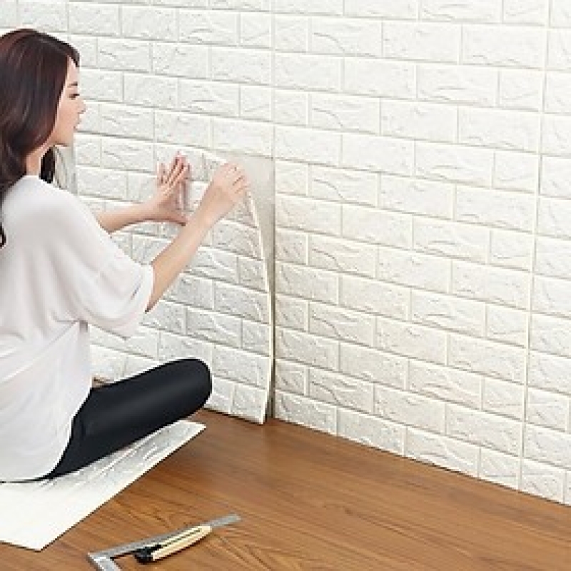 Xốp Dán Tường Giả Gạch 70x70cm Trắng