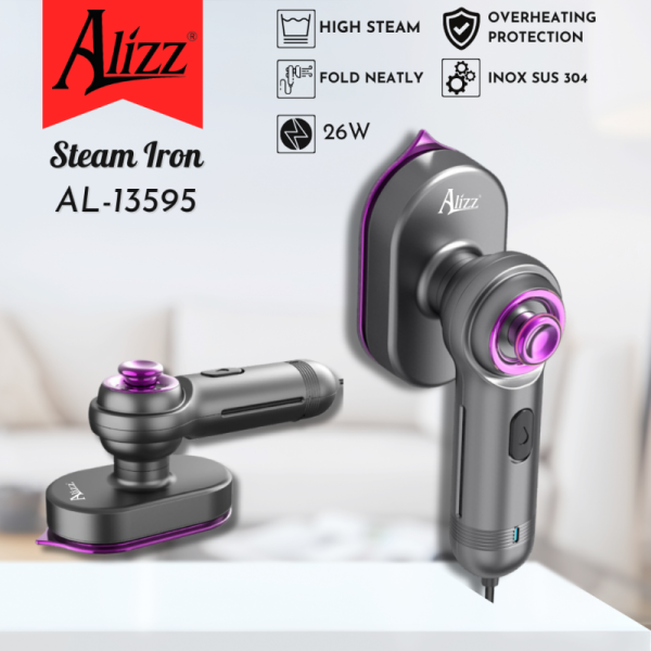 Bàn Ủi Hơi Nước Mini Cầm Tay ALIZZ AL-13595, HB-606 Nhỏ Gọn Xoay 180 độ