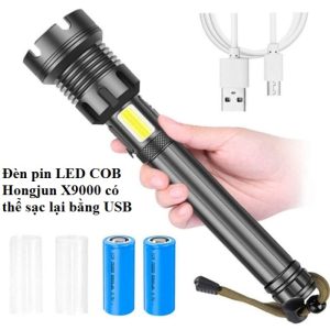 Đèn Pin LED COB Hongjun X9000 Có Thể Sạc Lại Bằng USB