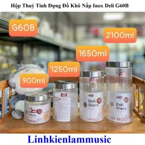 Hộp Thuỷ Tinh Đựng Đồ Khô Nắp Inox Deli G60B 12500ml