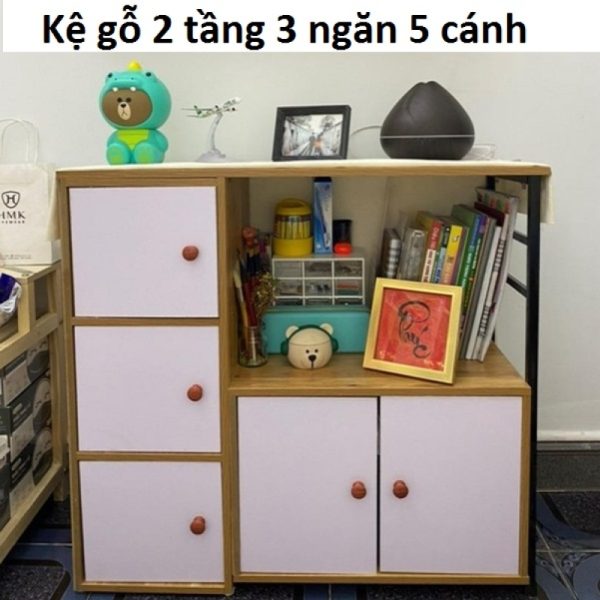 Kệ Gỗ 2 Tầng 3 Ngăn 5 Cánh