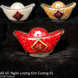 Ngân lượng kim cương phong thủy (60x56x110mm)