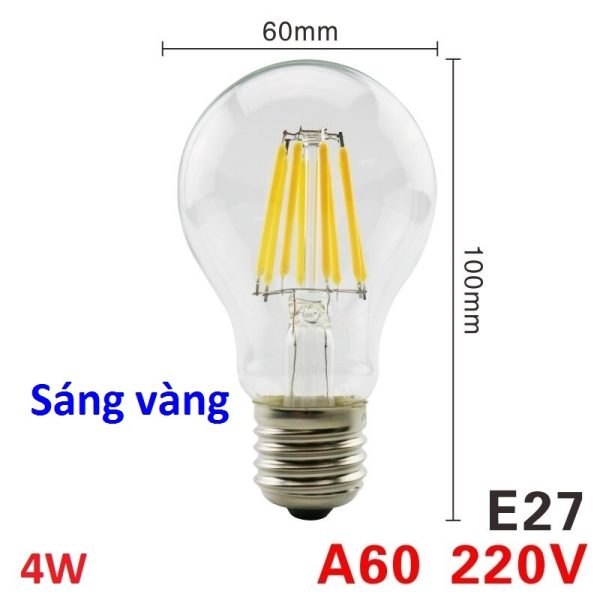 Bóng Đèn Led Edison A60 4W (Bóng Lớn) Sáng Vàng