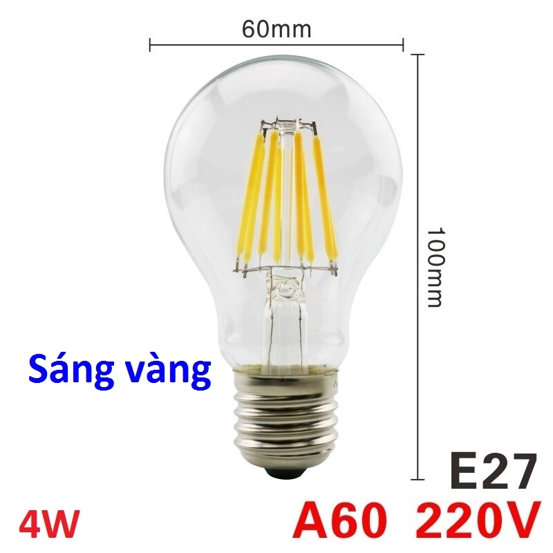 Bóng Đèn Led Edison A60 4W (Bóng Lớn) Sáng Vàng