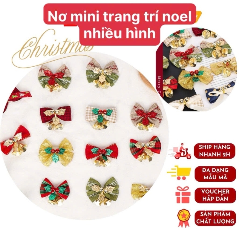 Nơ Mini Trang Trí Noel Nhiều Hình