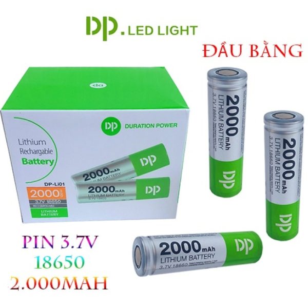 Pin Sạc 3v7 18650 DP 2.000mah Đầu Bằng (1 Cục)