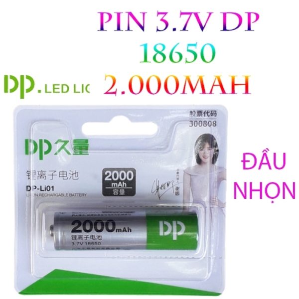 Pin Sạc 3v7 18650 DP 2.000mah Đầu Nhọn