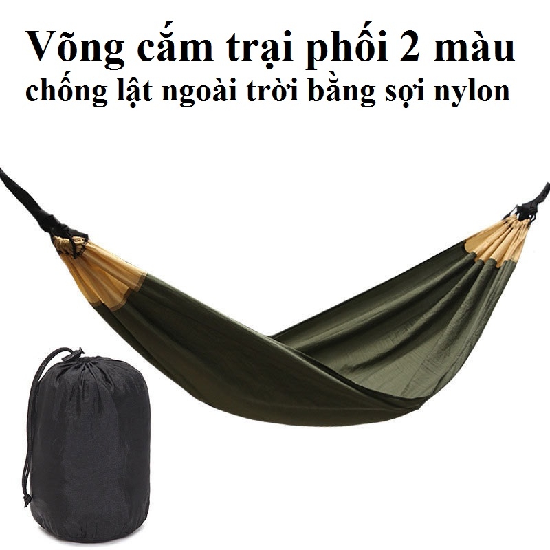 Võng cắm trại phối 2 màu chống lật ngoài trời bằng sợi nylon