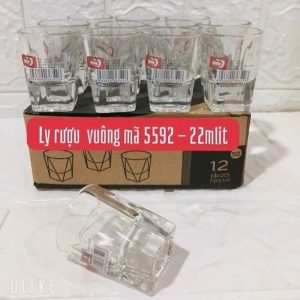 Bộ 12 Ly Uống Rượu Thuỷ Tinh Vuông Deli Y5592 Đế Dày Đẹp 22ml