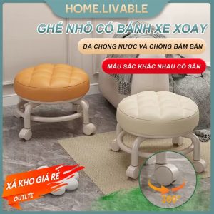 Ghế Tròn Xoay Bệt Nhiều Màu Có Bánh Xe đa Năng Xoay 360 độ