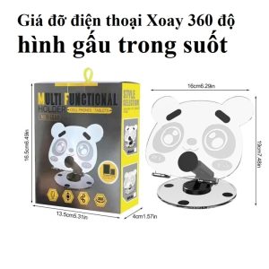 Giá đỡ điện thoại Xoay 360 độ hình gấu trong suốt