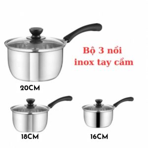 Bộ 3 Nồi Mặt Kính Inox Có Tay Cầm/// (D)