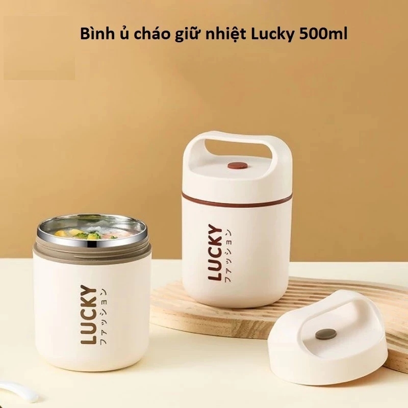 Bình ủ Cháo Giữ Nhiệt Lucky 500ml